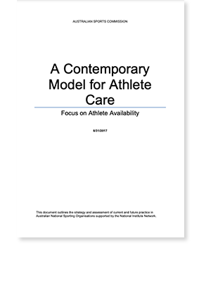 Front cover of athlete care document